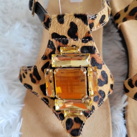 Vionic Tatiana Leopard Print Jeweled Thong Orthaheel Comfort Sandals SZ 6 - Picture 9 of 14